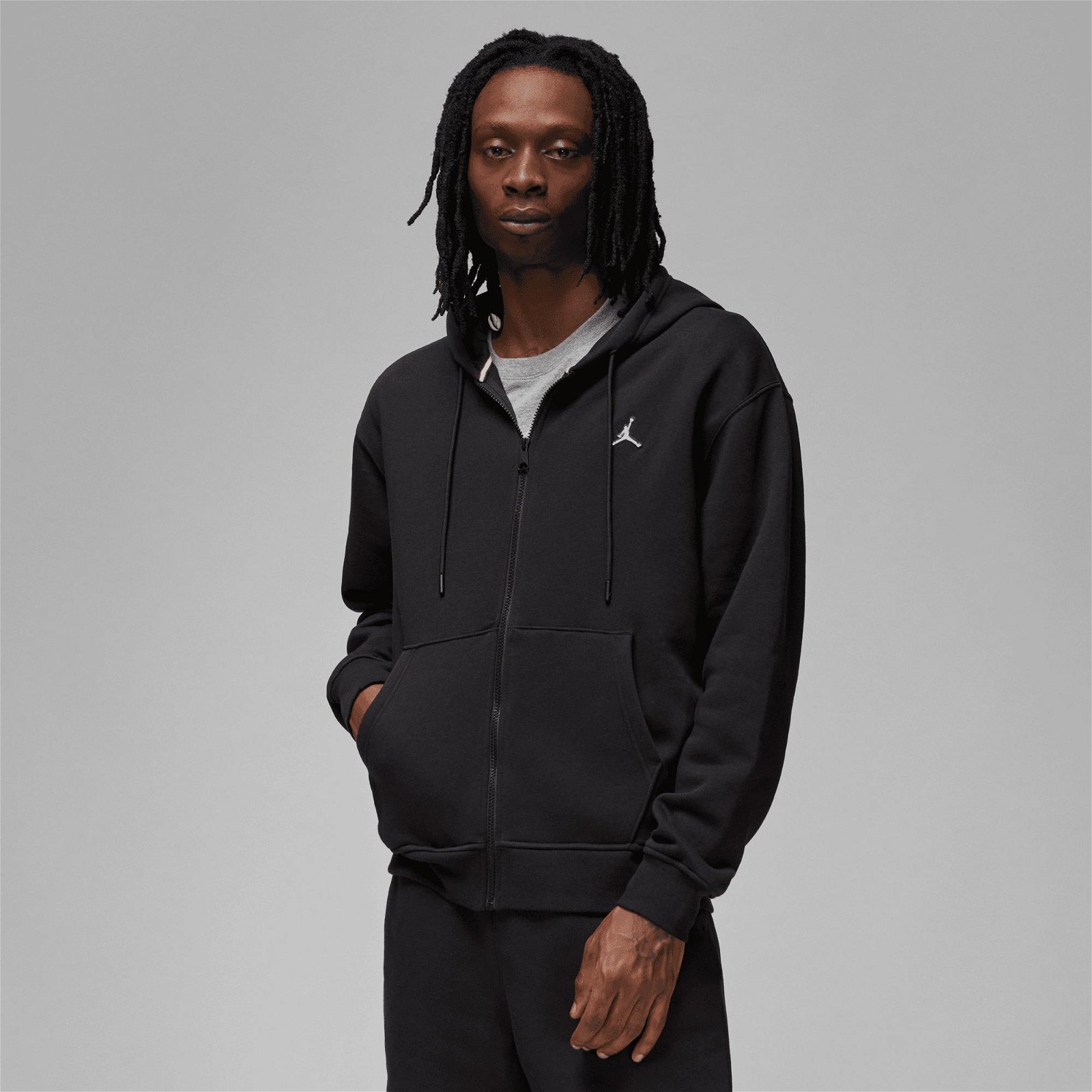 Jordan Essential Fleece Fz Hoodie Erkek Siyah Sweatshirt