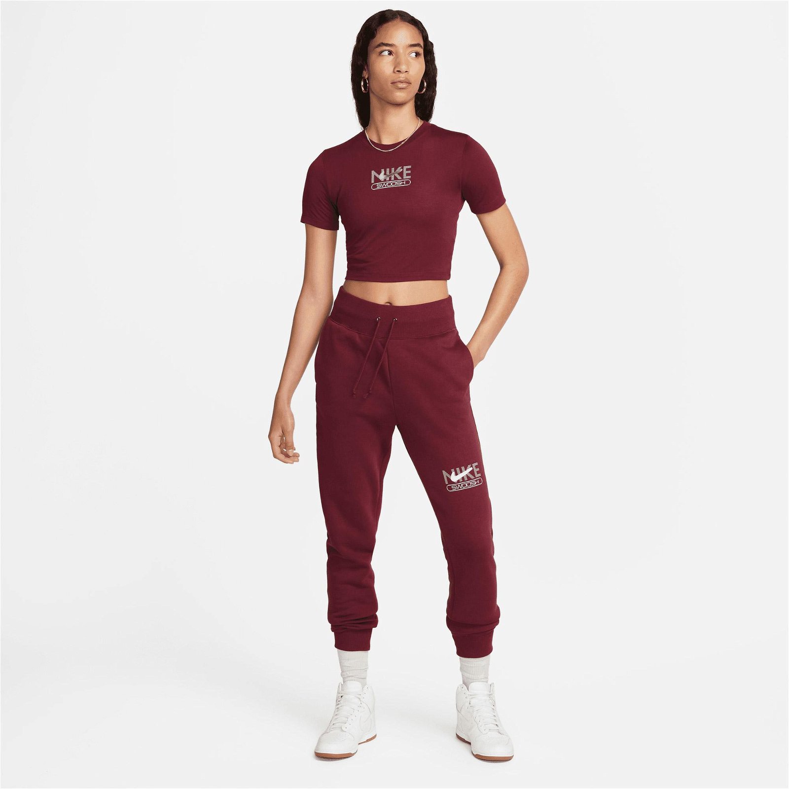 Nike Sportswear  Slim Crop  Kadın Bordo T-Shirt