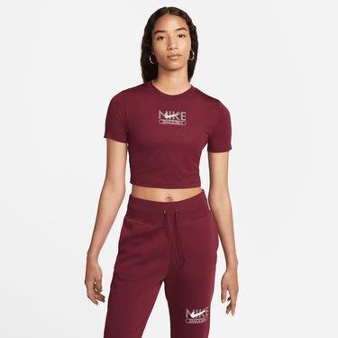  Nike Sportswear  Slim Crop  Kadın Bordo T-Shirt