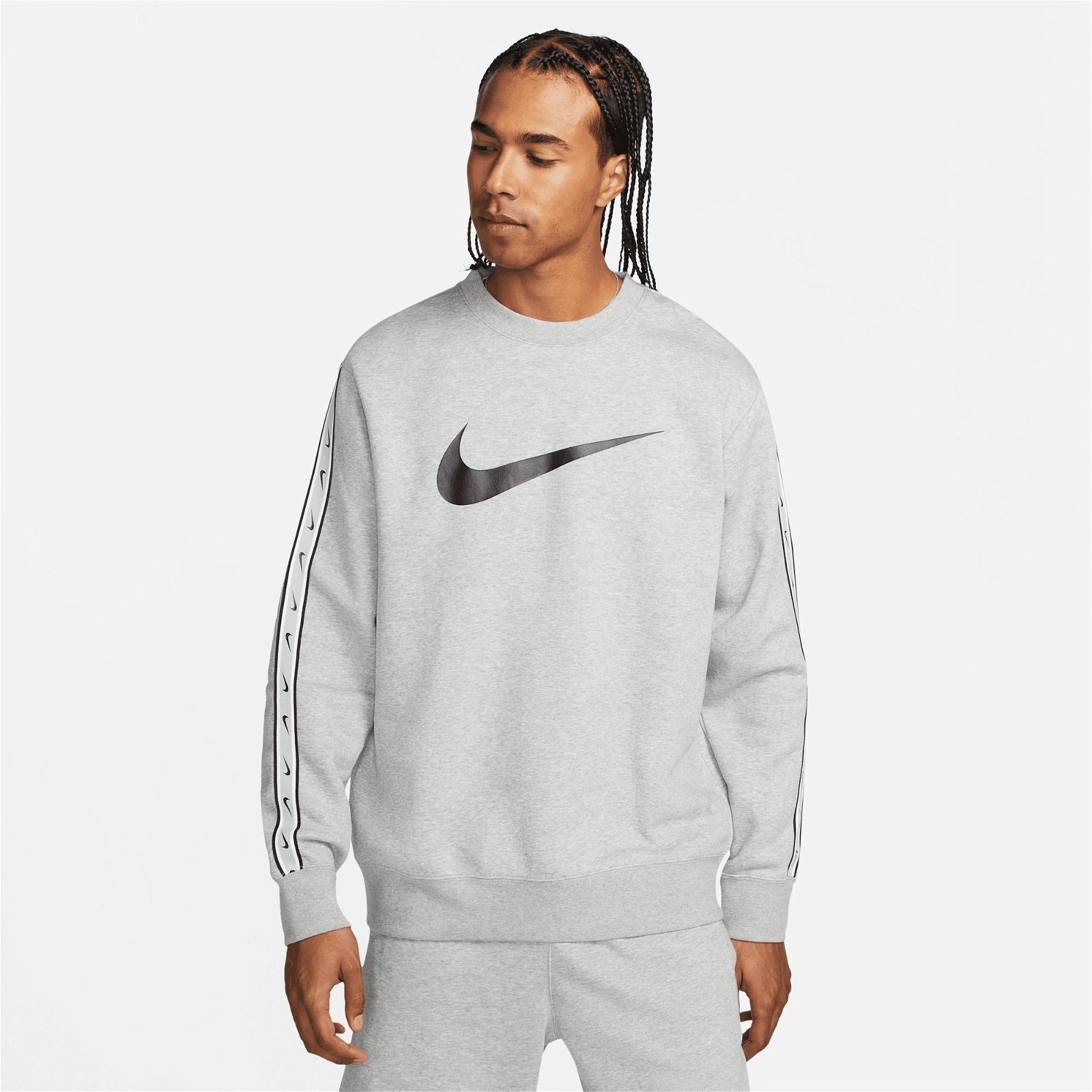 Nike Sportswear Repeat Fleece Crew Bb Erkek Gri Sweatshirt