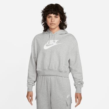  Nike Sportswear Club Fleece  Crop Hoodie Kadın Gri Sweatshirt