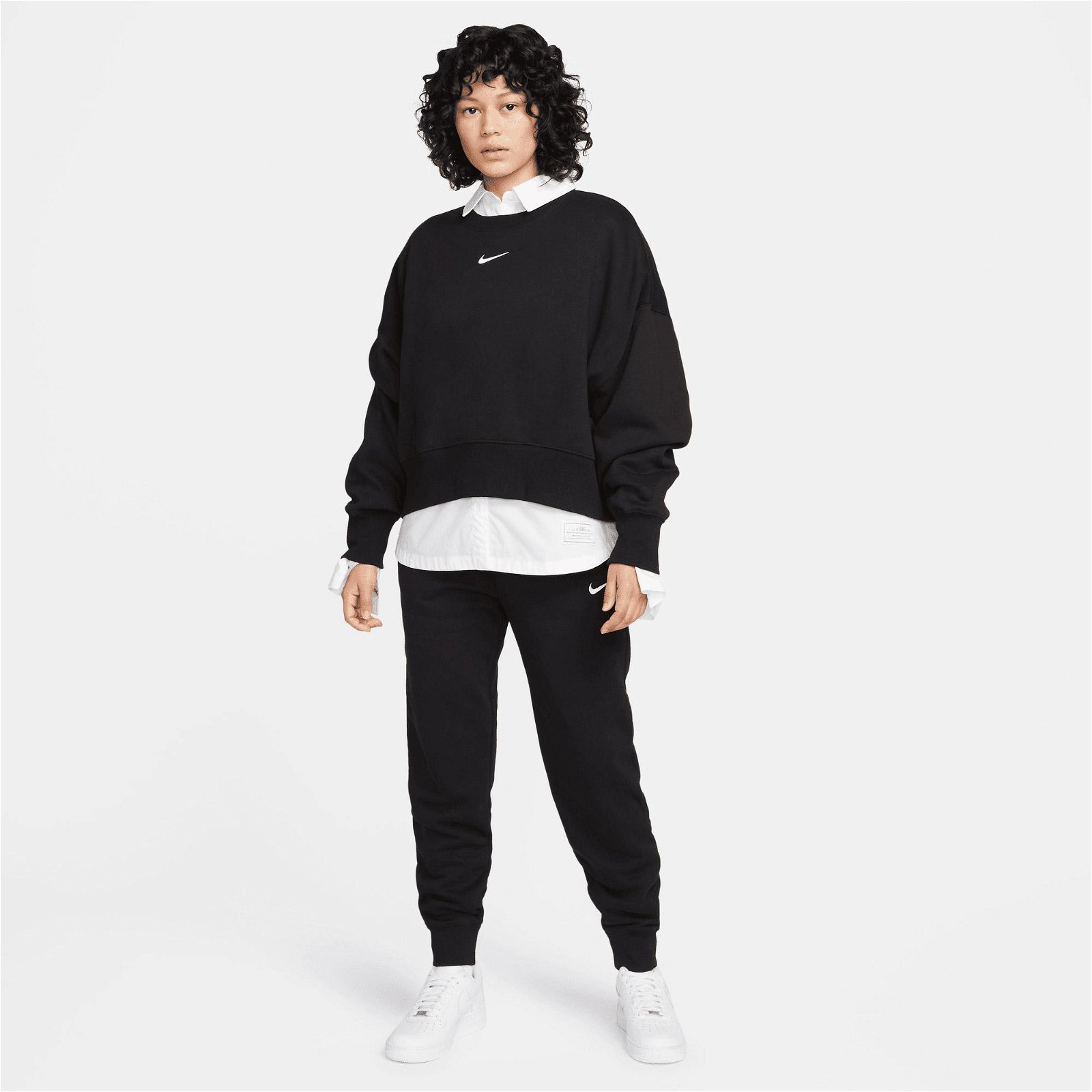 Nike Sportswear Phoenix Fleece Oversize Crew Kadın Siyah Sweatshirt
