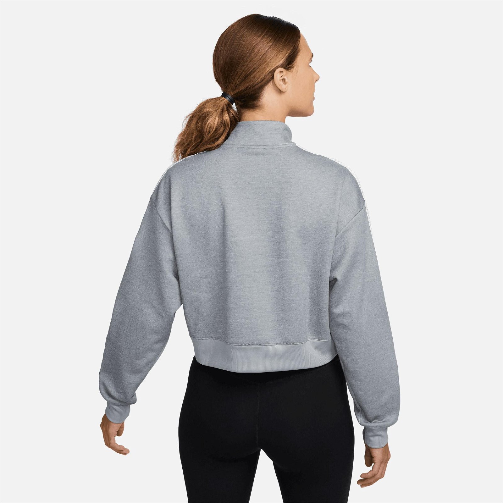 Nike Therma-Fit All Time Hz Top Taping Kadın Gri Sweatshirt