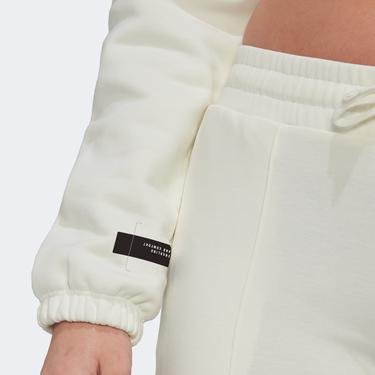  adidas Cropped Half-Zip Kapüşonlu Kadın Beyaz Sweatshirt
