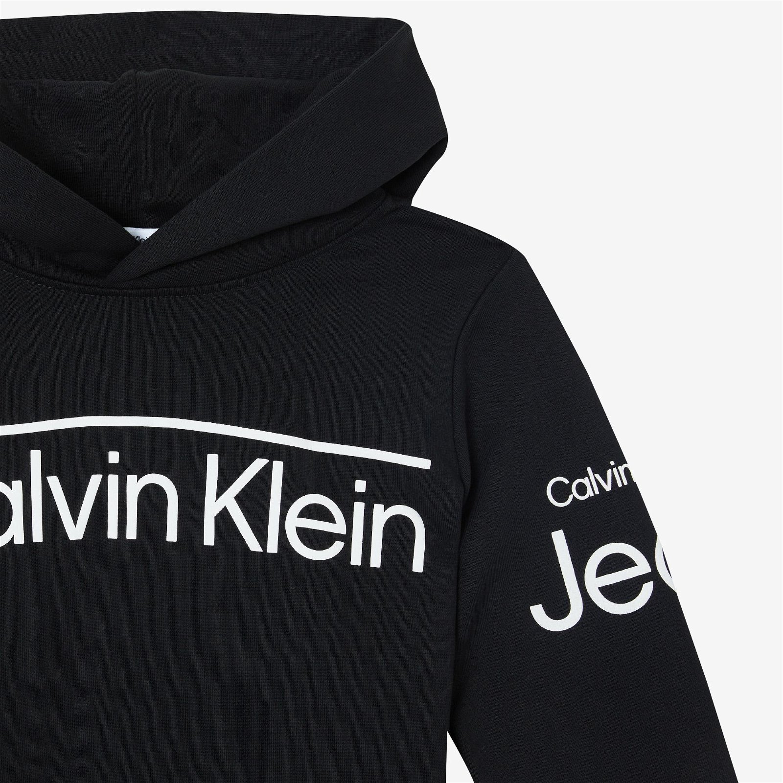Calvin Klein Institutional Lined Logo Hoodie Çocuk Siyah Sweatshirt