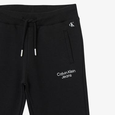  Calvin Klein Jeans Stack Logo Çocuk Siyah Eşofman Altı