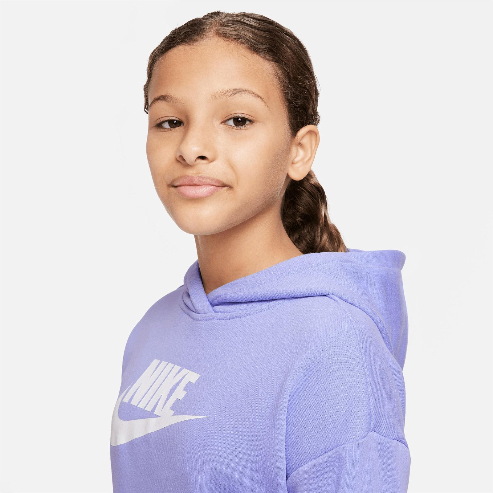 Nike Sportswear Club Ft Crop Çocuk Mor Hoodie Sweatshirt