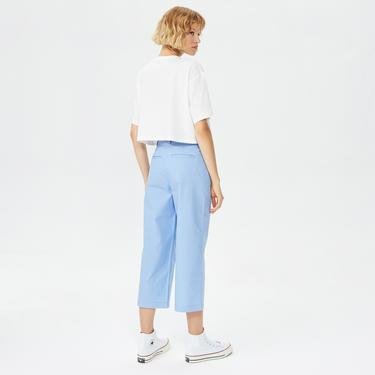  Benetton Geniş Kesim Crop Kadın Mavi Pantolon