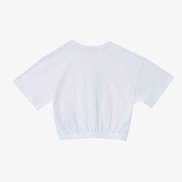  Calvin Klein Metallic Box Cropped Çocuk Beyaz T-Shirt