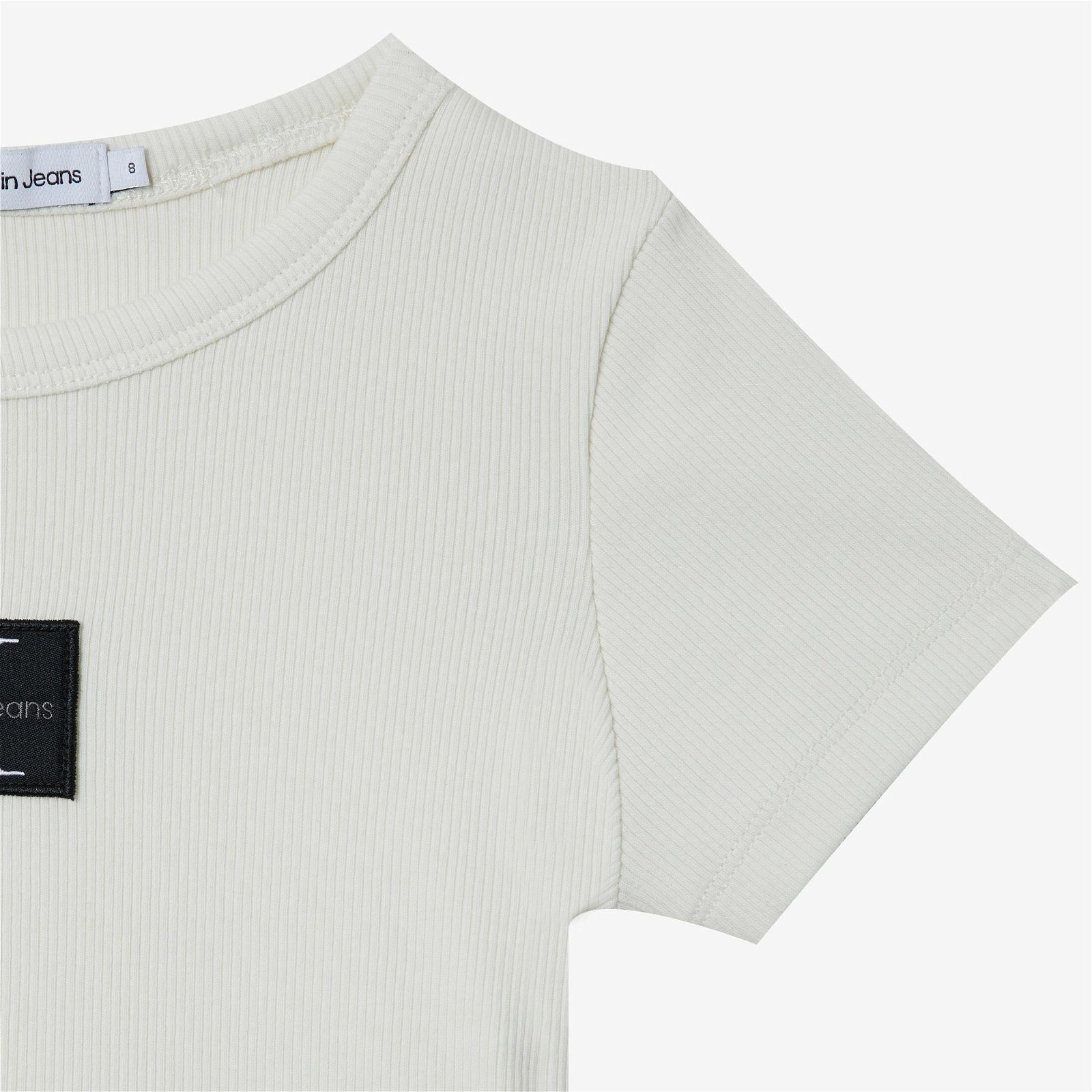 Calvin Klein Monogram Badge Rib Çocuk Beyaz T-Shirt