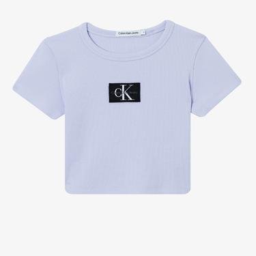  Calvin Klein Monogram Badge Rib Çocuk Mor T-Shirt