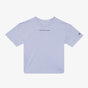  Calvin Klein Jeans Logo Boxy Çocuk Mor T-Shirt
