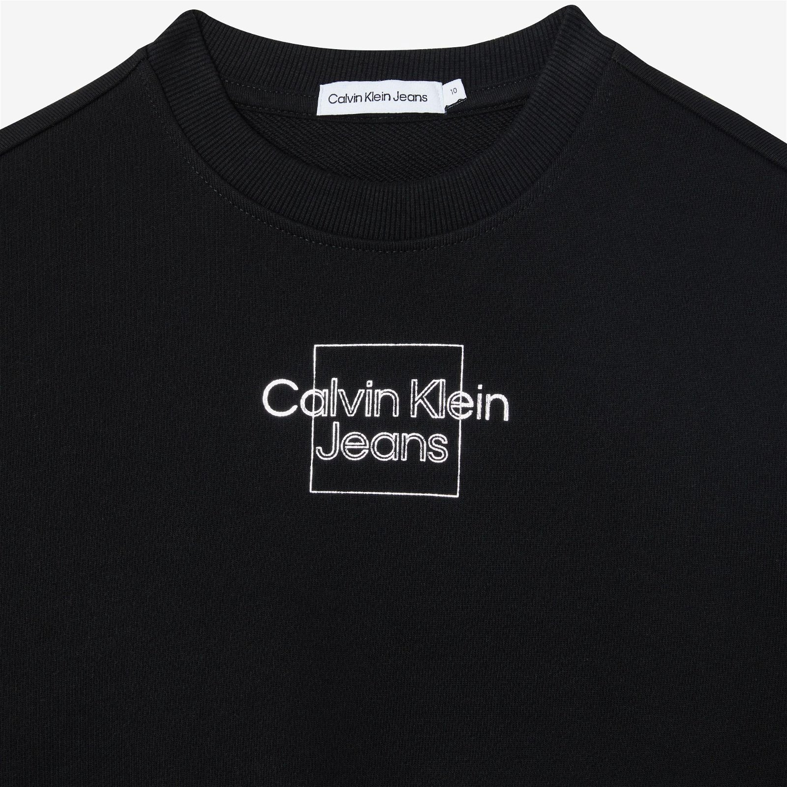 Calvin Klein Metallic Box Logo Çocuk Siyah Sweatshirt