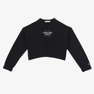  Calvin Klein Metallic Box Logo Çocuk Siyah Sweatshirt
