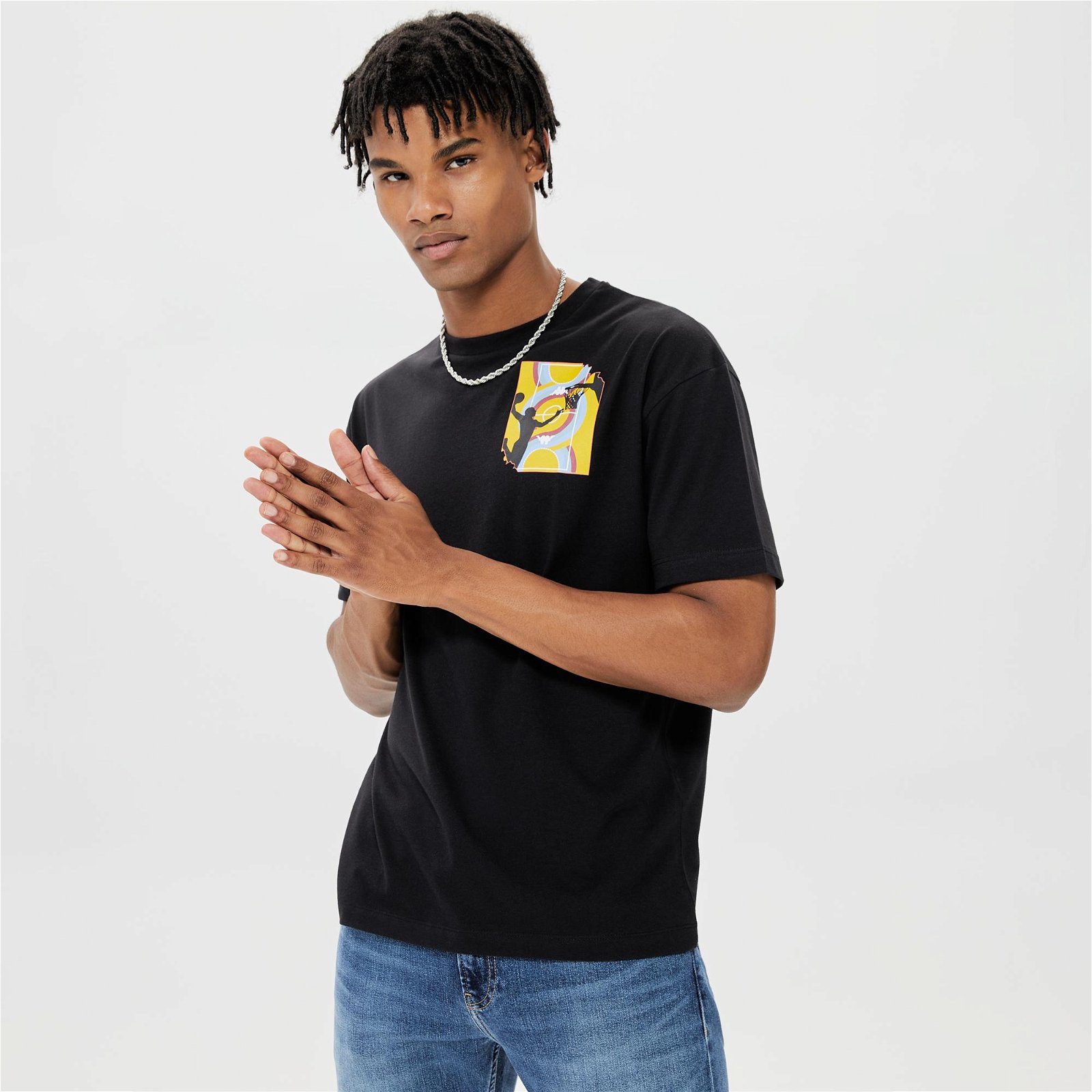 Kappa Authentic Graphik Varis Erkek Siyah T-Shirt