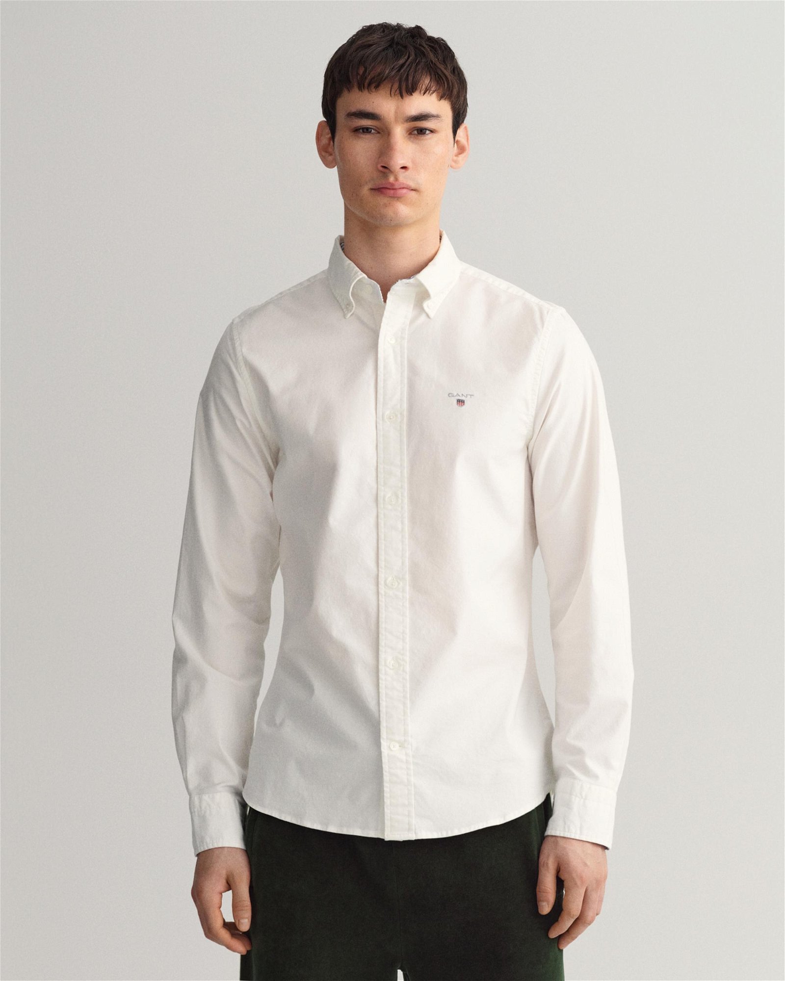 Gant Erkek Beyaz Slim Fit Düğmeli Yaka Gömlek