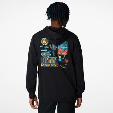  Converse Desert Daydream Pullover Graphic Hoodie Erkek Siyah Sweatshirt