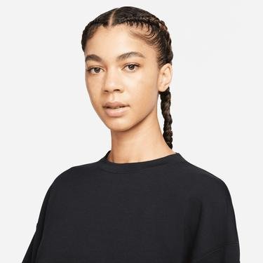  Nike Yoga Dri-FIT Fleece Crew Kadın Siyah Sweatshirt