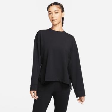  Nike Yoga Dri-FIT Fleece Crew Kadın Siyah Sweatshirt