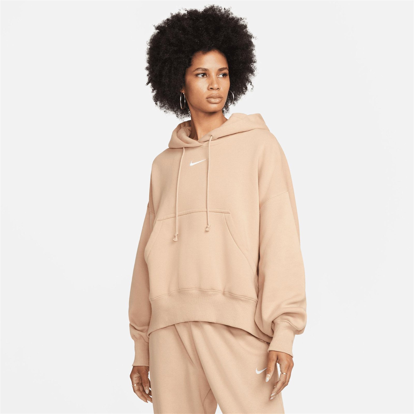 Nike Sportswear Phoenix Fleece Oversize Po Hoodie Kadın Bej Sweatshirt