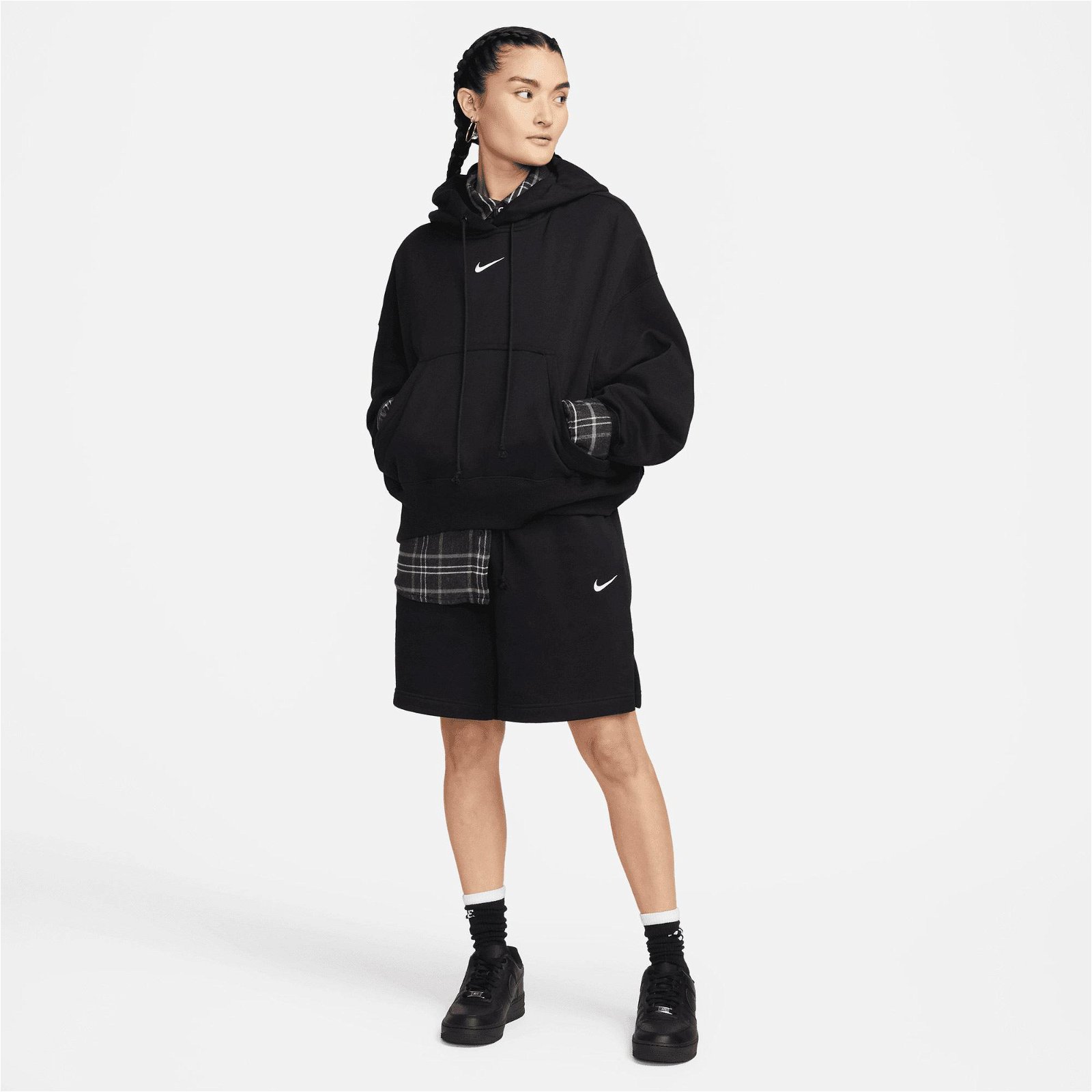 Nike Sportswear Phonnex Fleece Oversize  Hoodie Kadın Siyah Sweatshirt