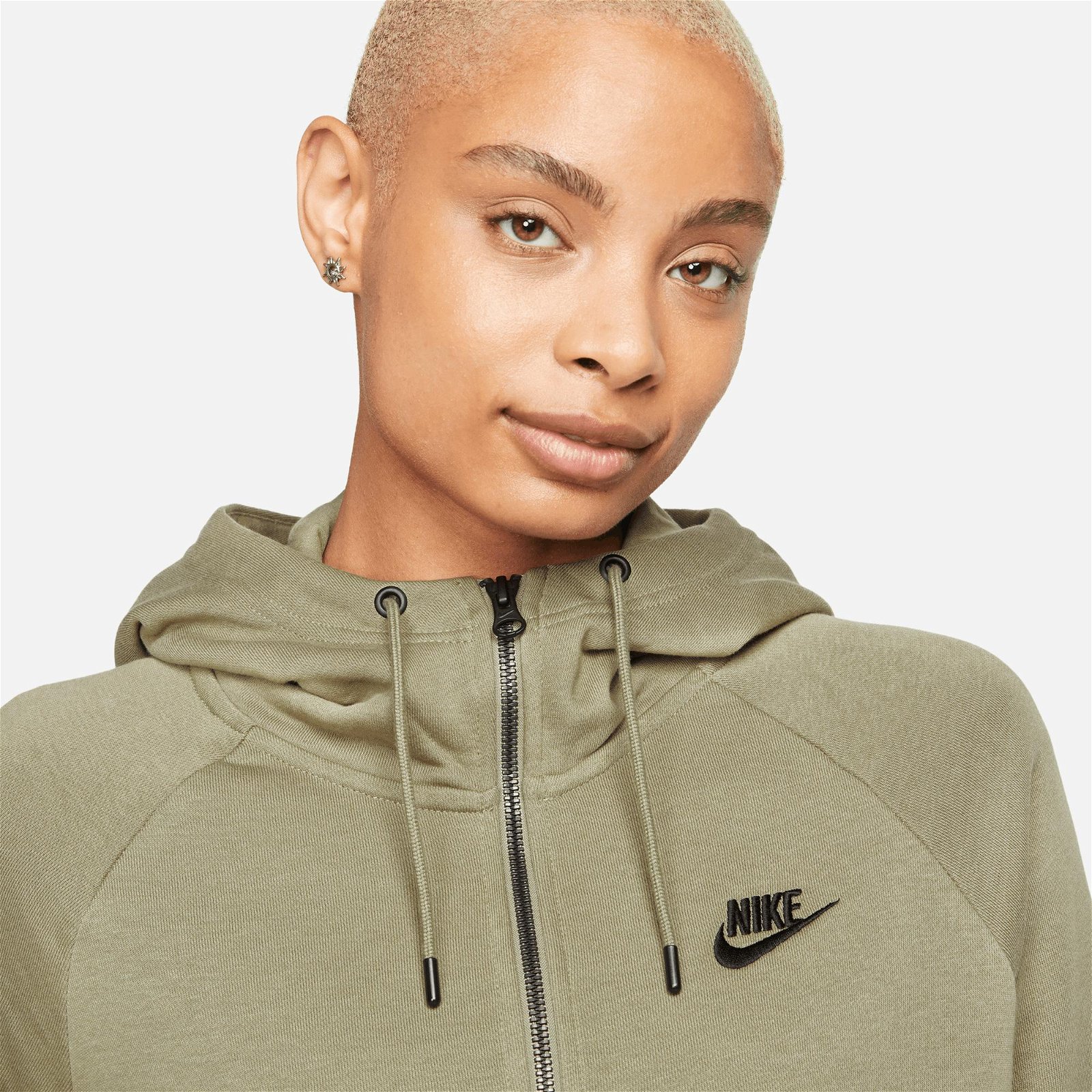 Nike Sportswear Essential Fleece Hoodie Kadın Haki Sweatshirt