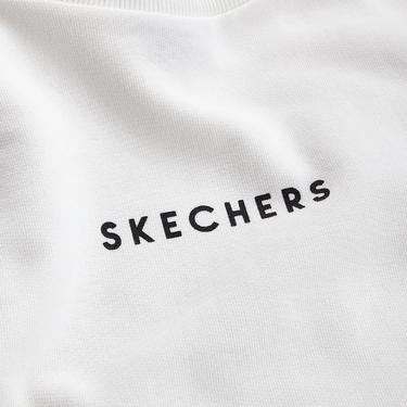  Skechers Heavy Weight Crew Neck Erkek Beyaz Sweatshirt
