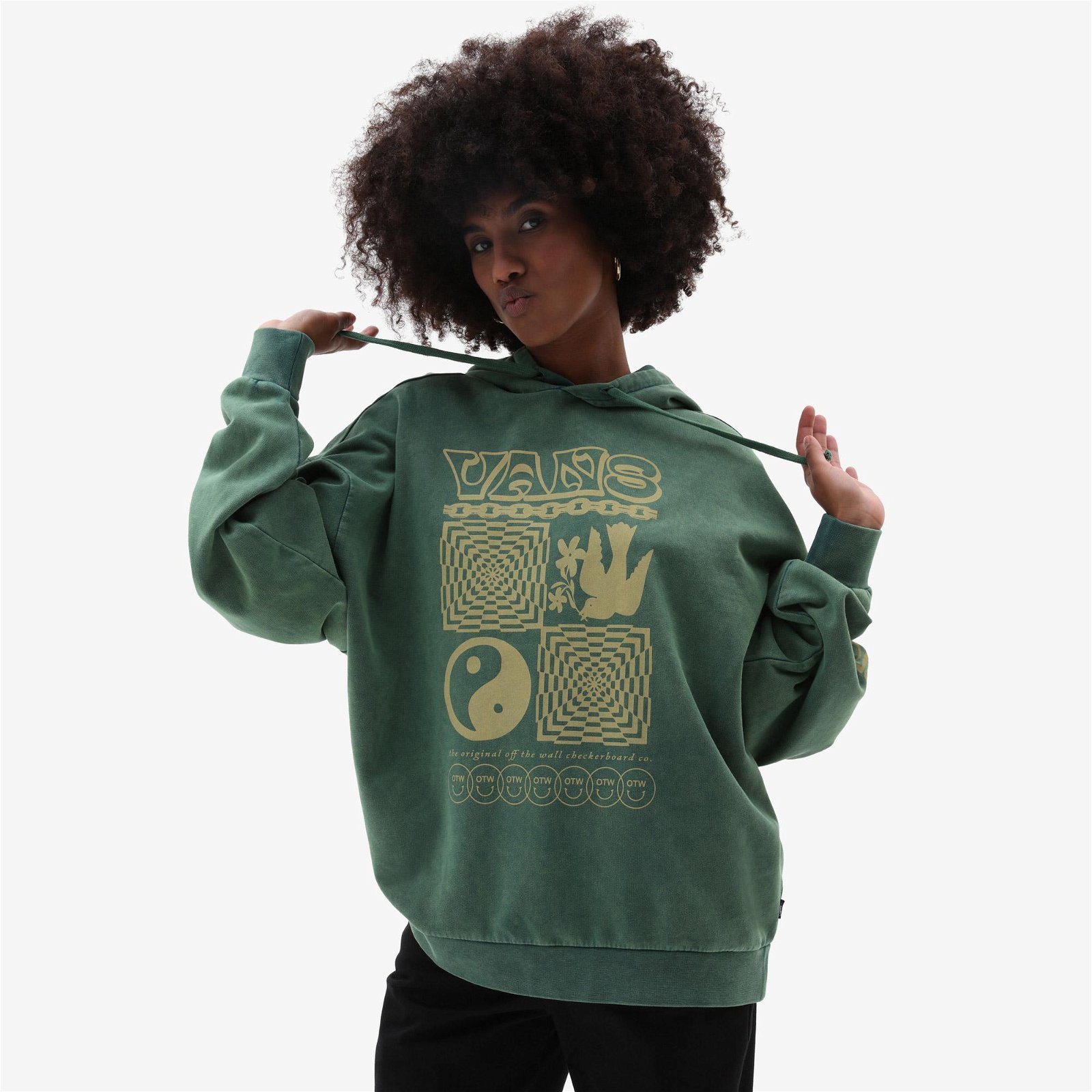 Vans Symbolism Os Ls Hoodie Kadın Yeşil Sweatshirt