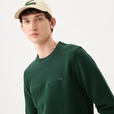  Lacoste Erkek Regular Fit Uzun Kollu Bisiklet Yaka Koyu Yeşil T-Shirt