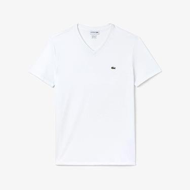  Lacoste Erkek V Yaka Beyaz T-Shirt