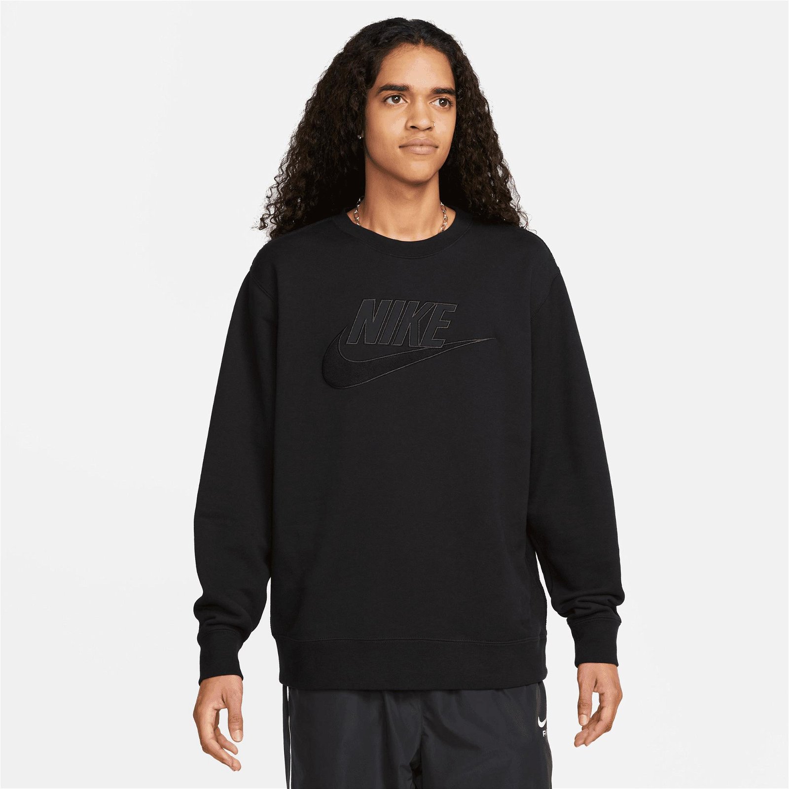 Nike Club+ Ft Crew Erkek Siyah Sweatshirt