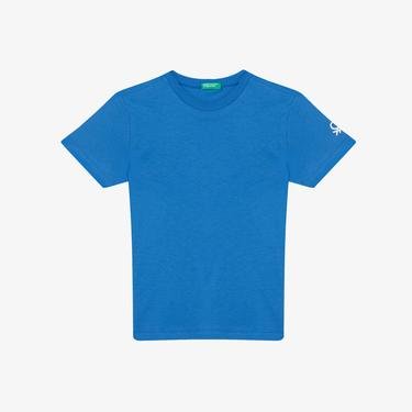  Benetton Logo Basic Çocuk Mavi T-Shirt