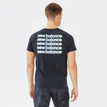  New Balance Graphic Heathertech Erkek Siyah T-Shirt