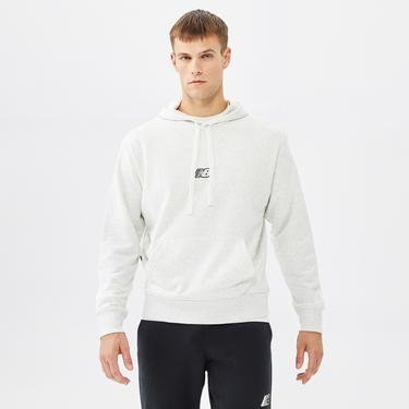  New Balance Essentials Fleece Hoodie Erkek Beyaz Sweatshirt