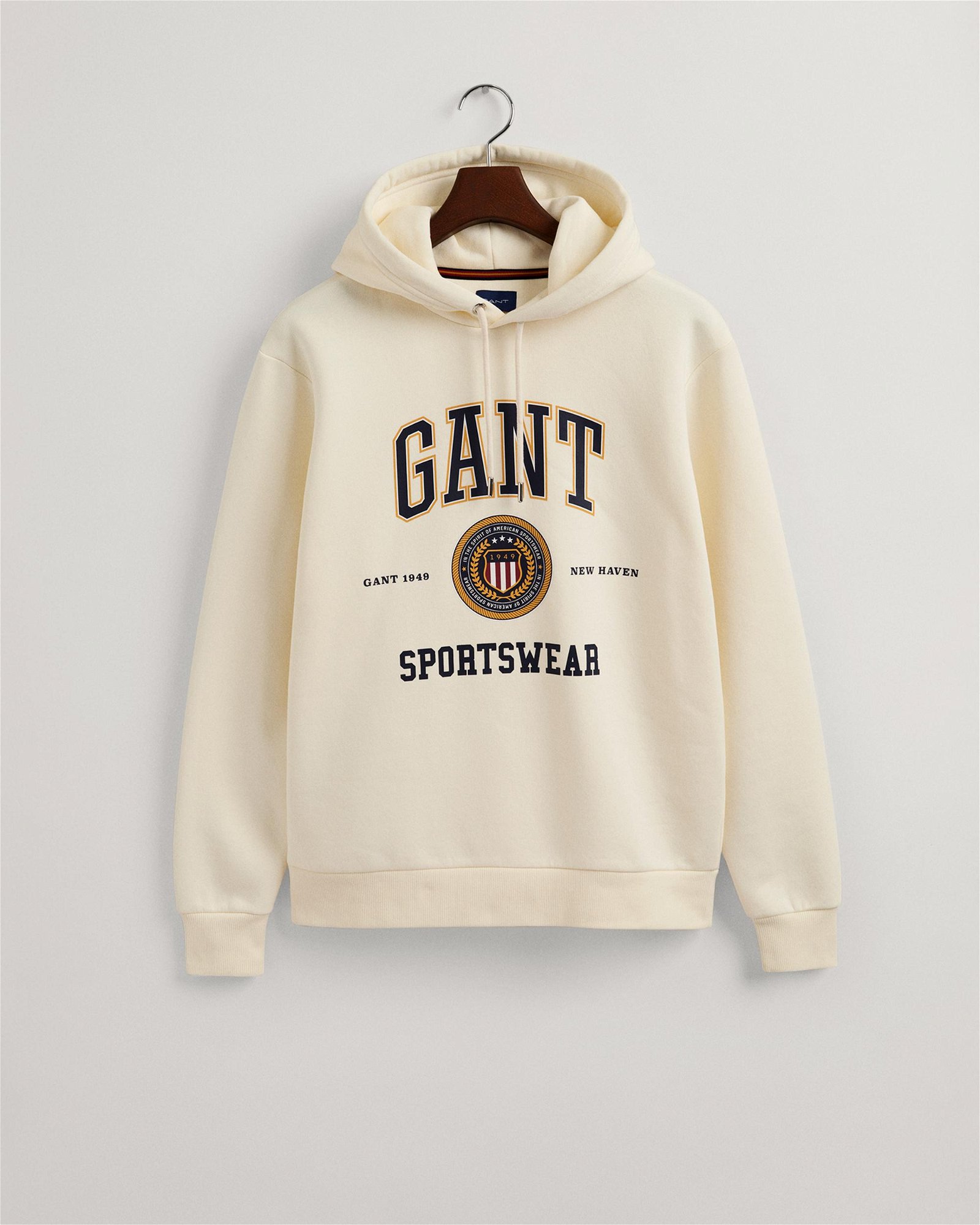 Gant Erkek Bej Relaxed Fit Kapüşonlu Logolu Sweatshirt