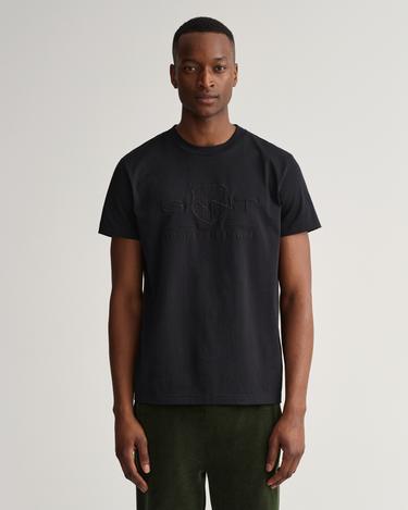  GANT Erkek Siyah Regular Fit Bisiklet Yaka T-Shirt