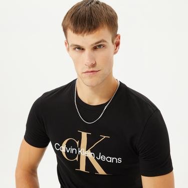  Calvin Klein Jeans Seasonal Monologo Erkek Siyah T-Shirt