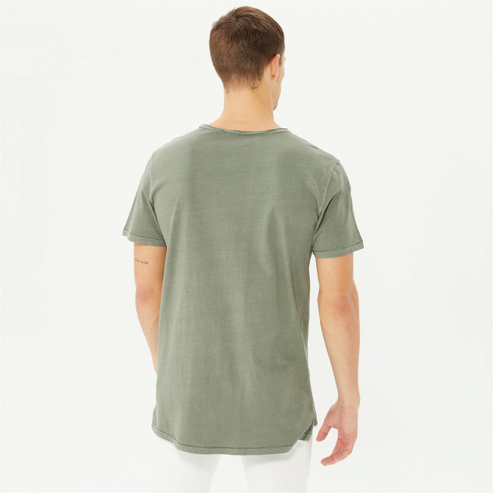 Only & Sons Onslaos Longline Vneck 3186 Erkek Yeşil T-Shirt