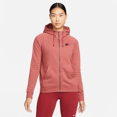  Nike Sportswear Essential Fleece Hoodie Kadın Kırmızı Sweatshirt