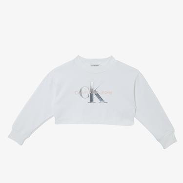  Calvin Klein Gradient Monogram Çocuk Beyaz Sweatshirt