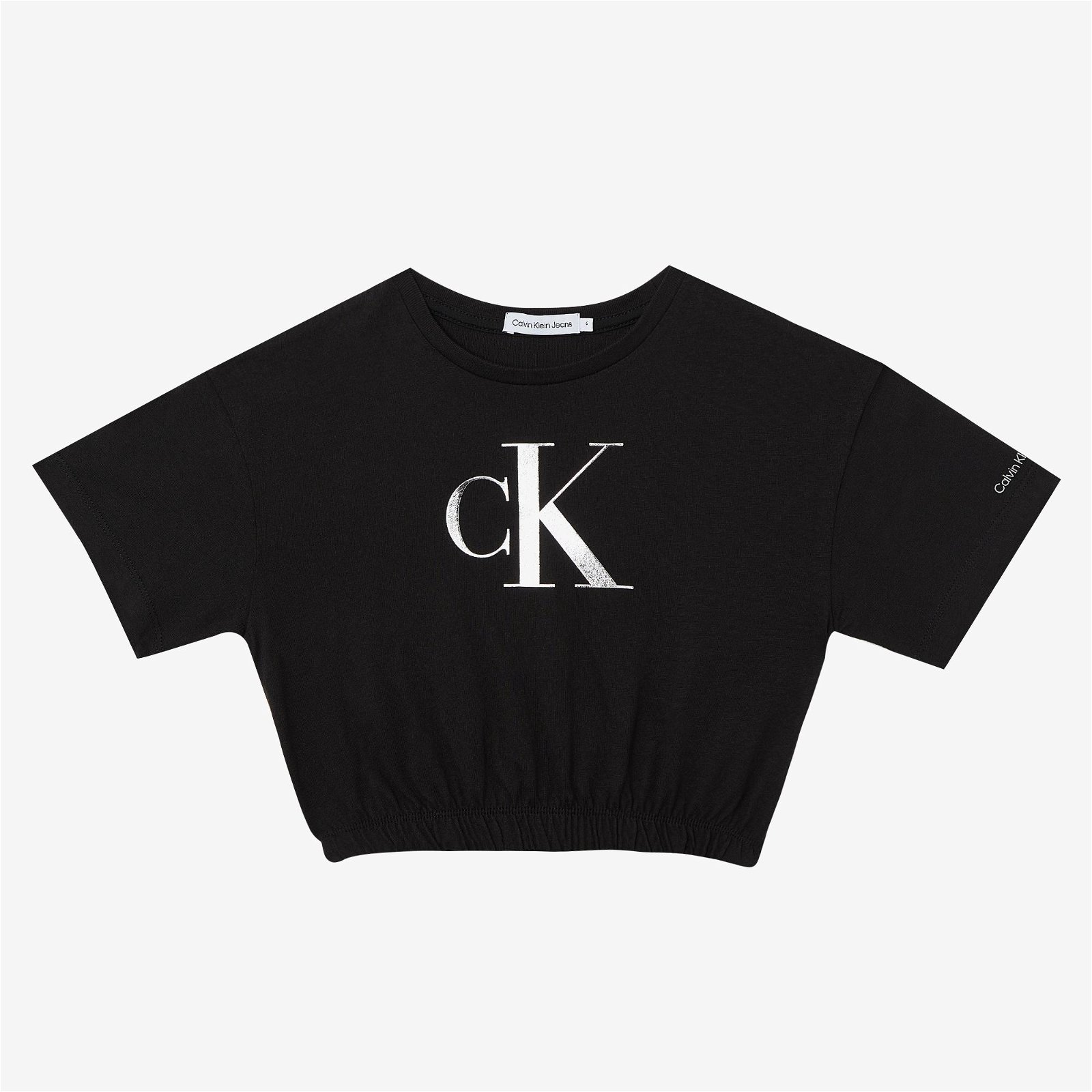 Calvin Klein Metallic Monogram Çocuk Siyah T-Shirt