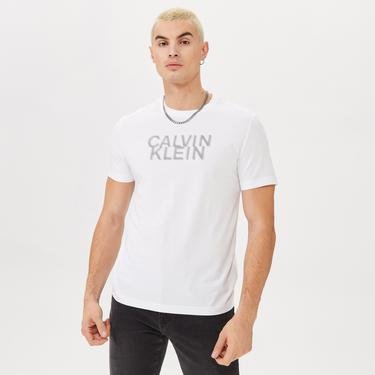  Calvin Klein Distorted Logo Erkek Beyaz T-Shirt