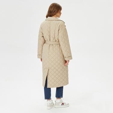  Tommy Hilfiger Relaxed Sorona Quilted Trench Kadın Bej Mont