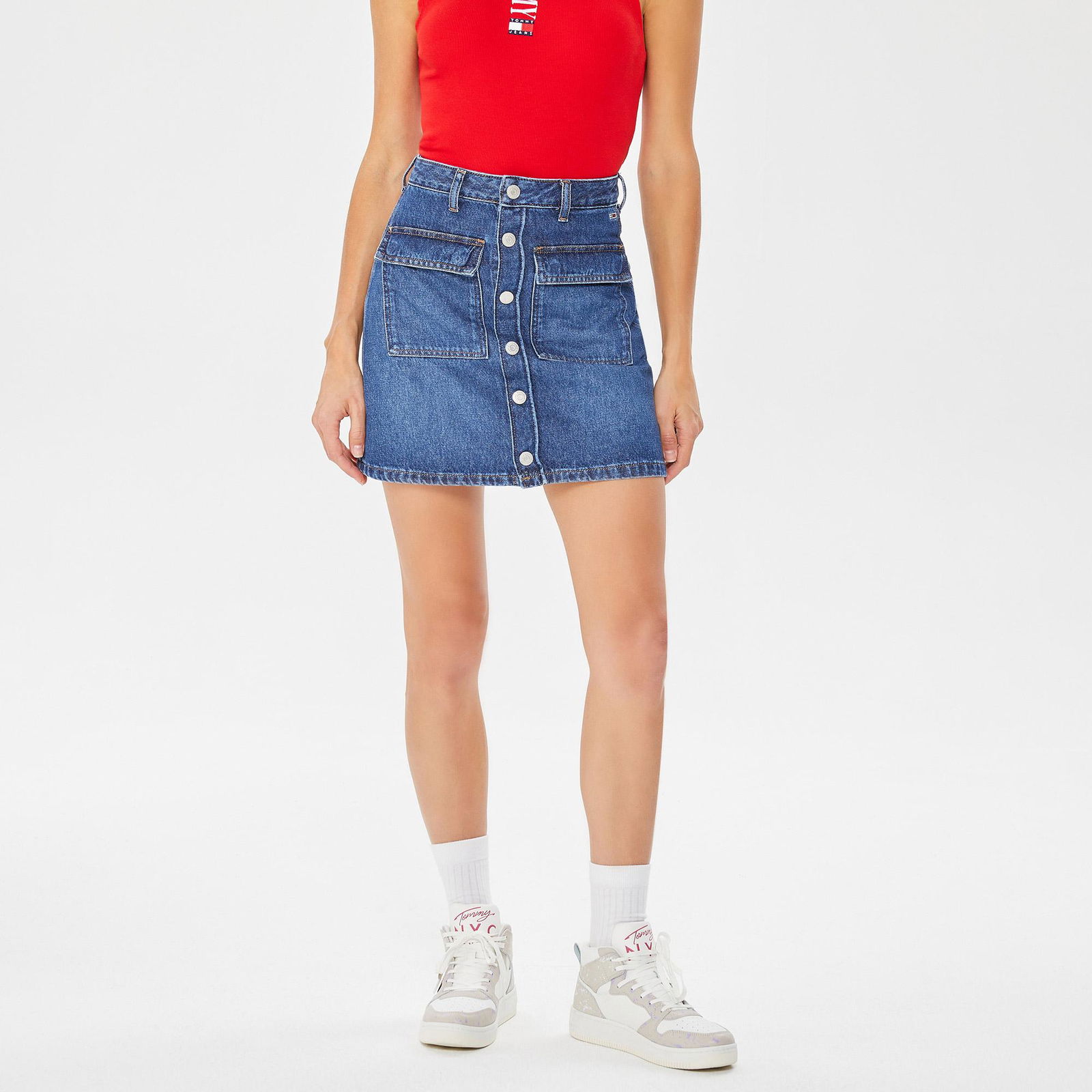 Tommy Hilfiger A Line Denim Kadın Mavi Etek