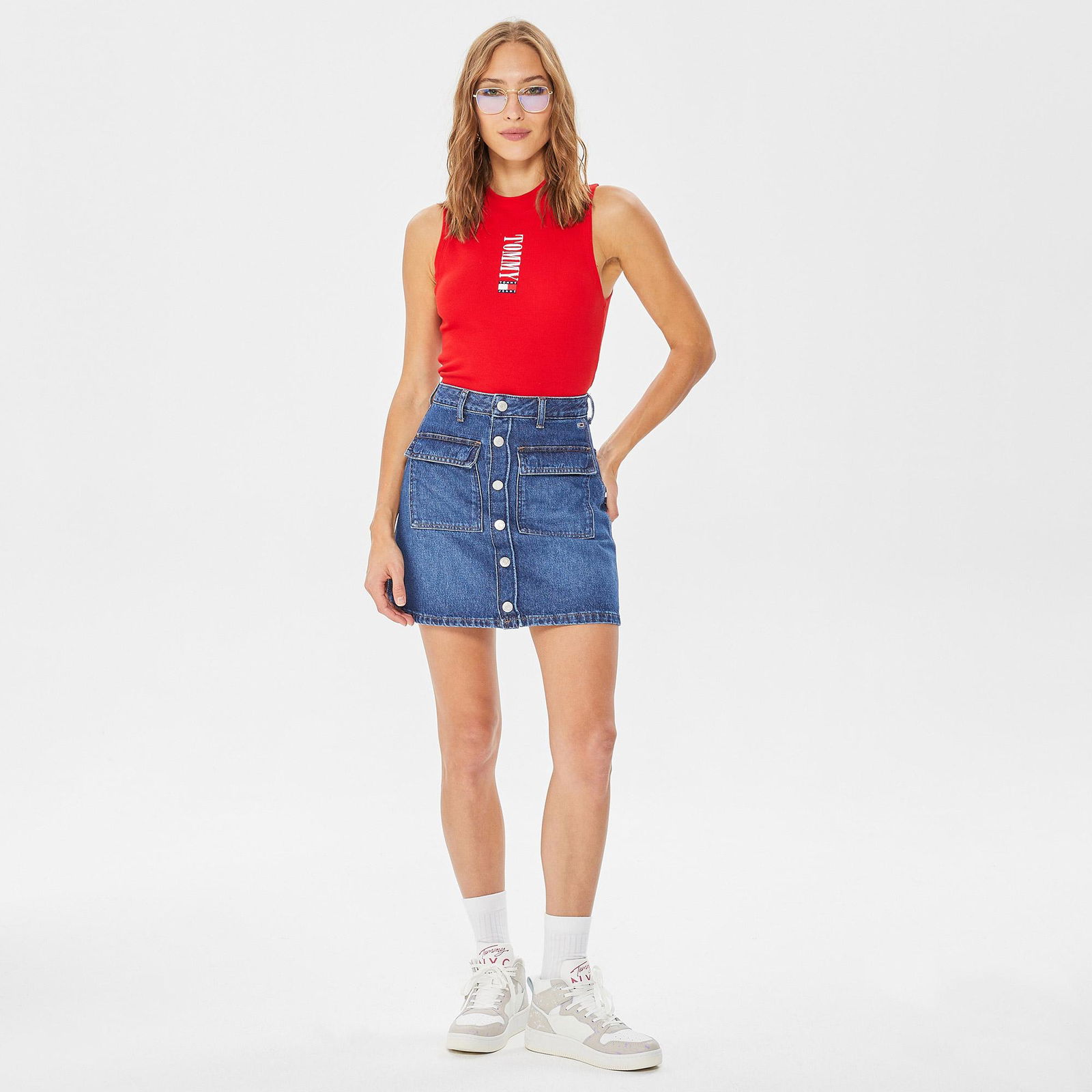 Tommy Hilfiger A Line Denim Kadın Mavi Etek