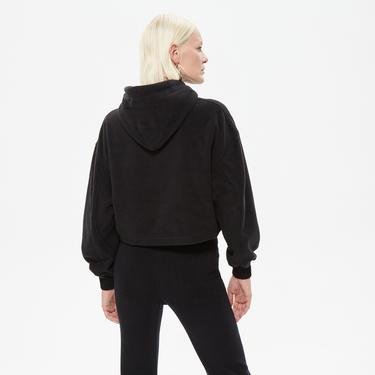  Calvin Klein Polar Fleece Kadın Siyah Hoodie Sweatshirt