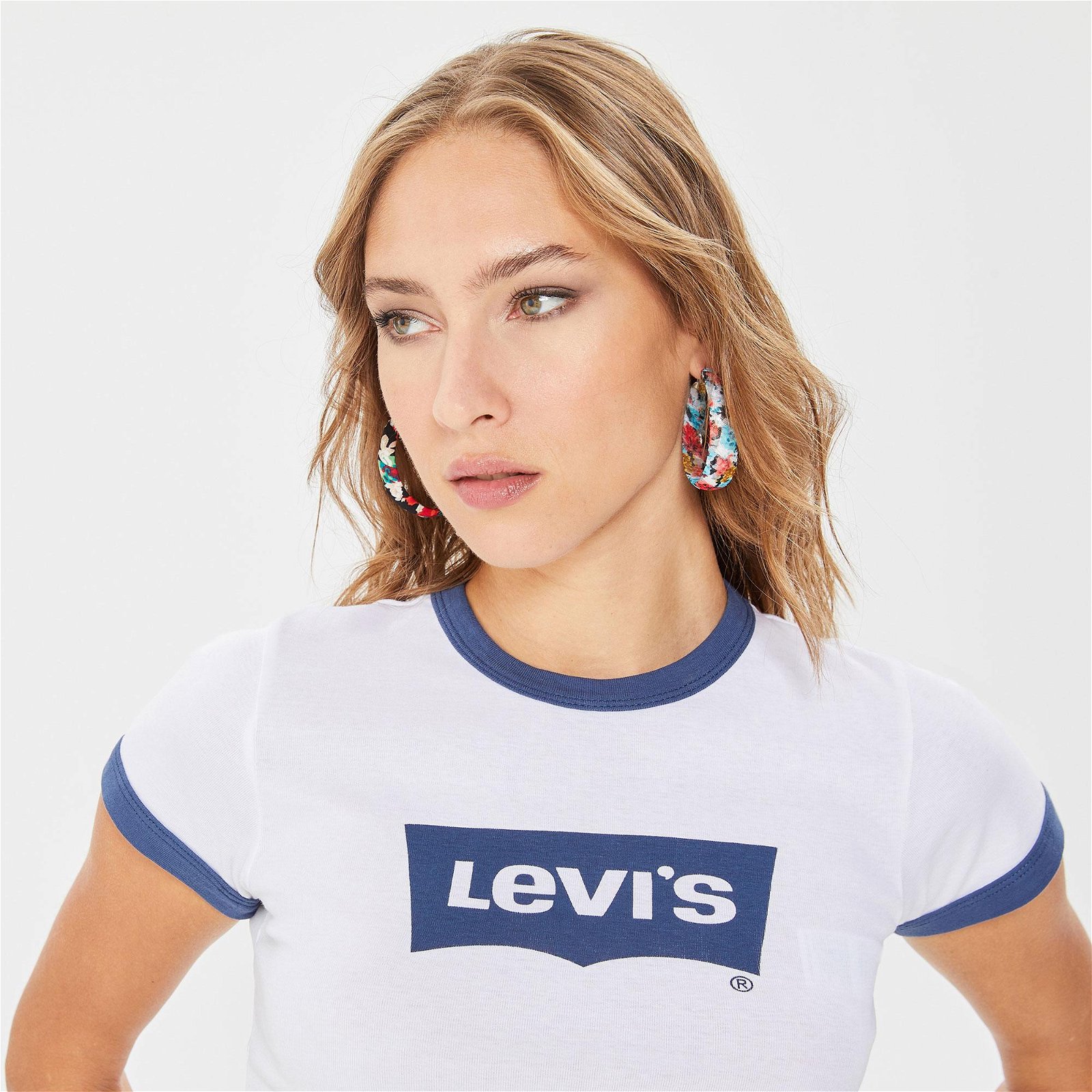 Levi's Graphıc Ringer Mini Orange Tab Bw Br Kadın Mavi T-Shirt