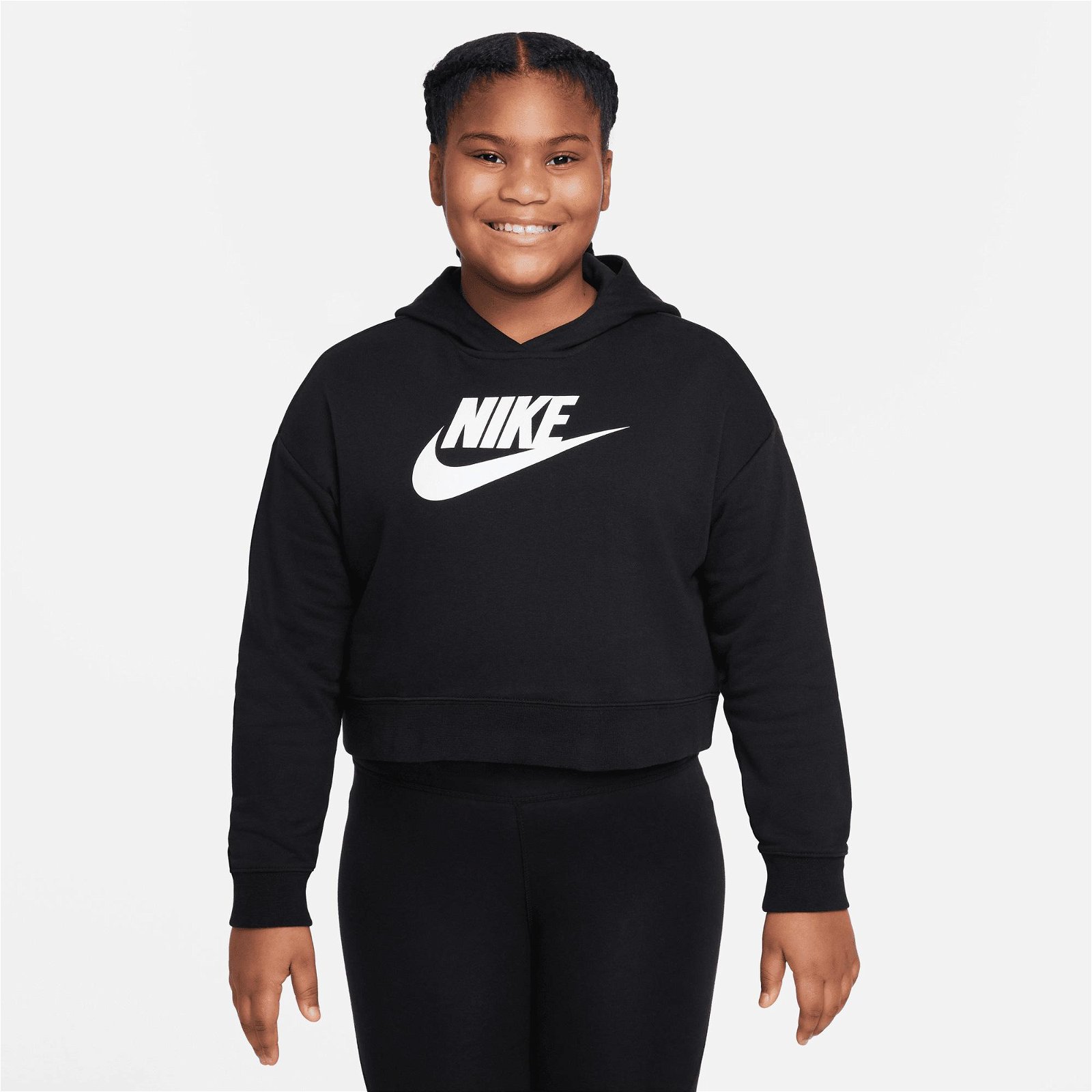 Nike Sportswear Club Crop Hoodie Çocuk Siyah Sweatshirt