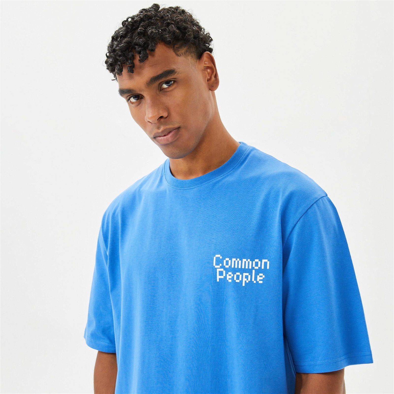 Common People Triangle Moody Oversized Unisex Mavi T-Shirt