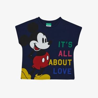  Benetton KJ JCCxUCB Mickey Mouse Çocuk Lacivert T-Shirt